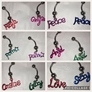 ❣️Buy 2 Get 2❣️Neon Buzzword Dangle Navel Rings